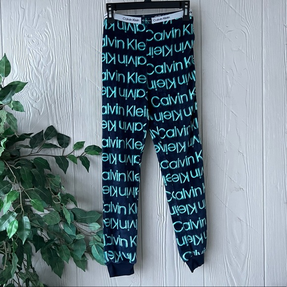 Calvin Klein navy blue fuzzy fleece pajamas pants joggers - Picture 1 of 4